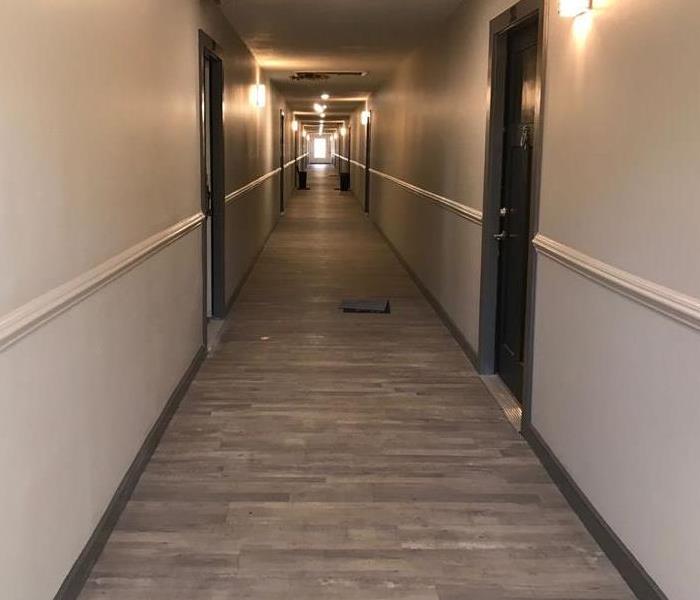 A photo of the hallway after SERVPRO West Greenville County cleaned the fire damage